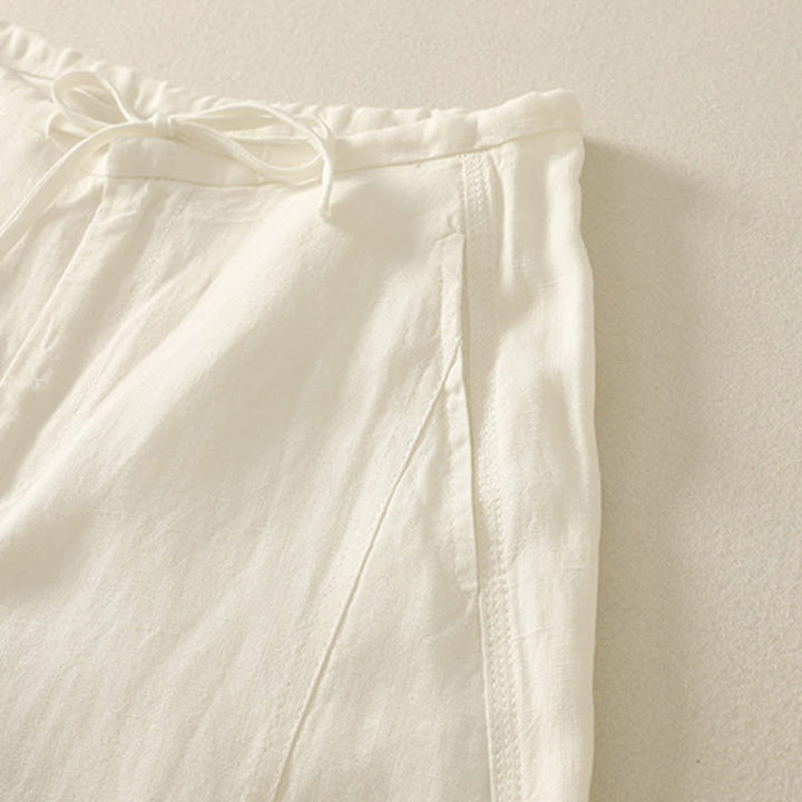 Pantalon décontracté en coton uni avec poches Buddha Stones pour femme - image 6