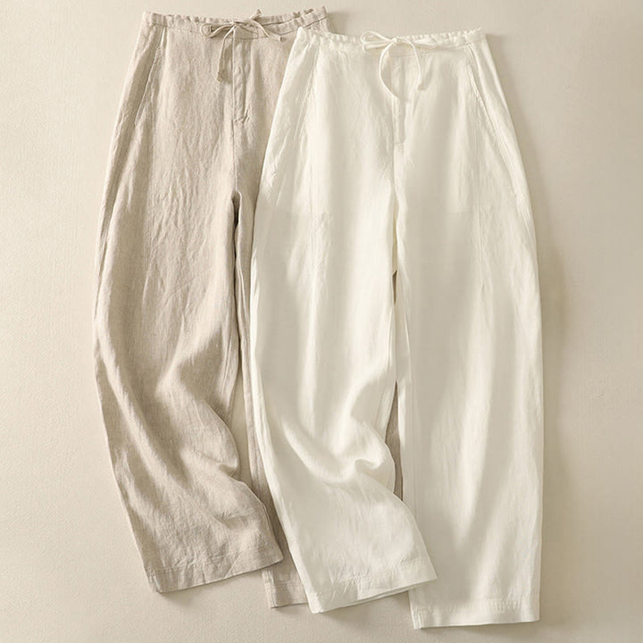 Pantalon décontracté en coton uni avec poches Buddha Stones pour femme - image 13