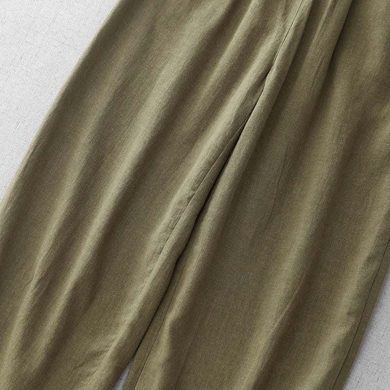 Pantalon décontracté en coton uni Buddha Stones pour femme, longueur 7-8, avec poches - image 5
