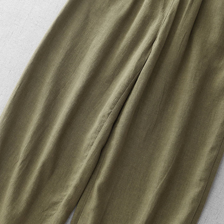 Pantalon décontracté en coton uni Buddha Stones pour femme, longueur 7-8, avec poches - image 5