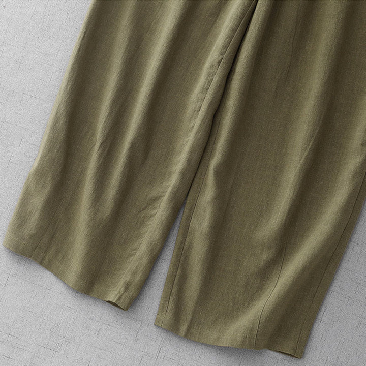 Pantalon décontracté en coton uni Buddha Stones pour femme, longueur 7-8, avec poches - image 7