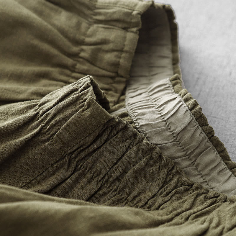 Pantalon décontracté en coton uni Buddha Stones pour femme, longueur 7-8, avec poches - image 3