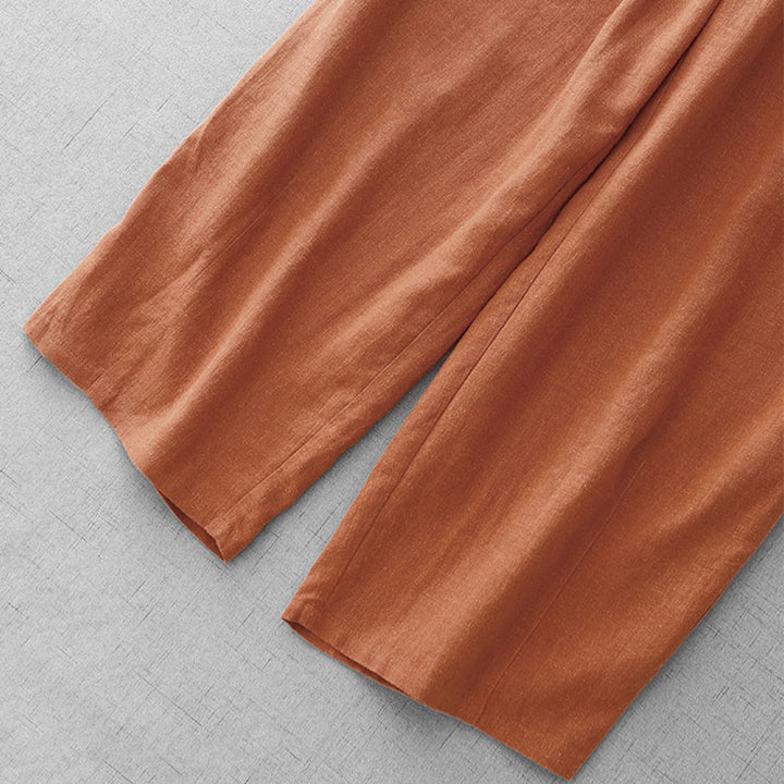 Pantalon décontracté en coton uni Buddha Stones pour femme, longueur 7-8, avec poches - image 15
