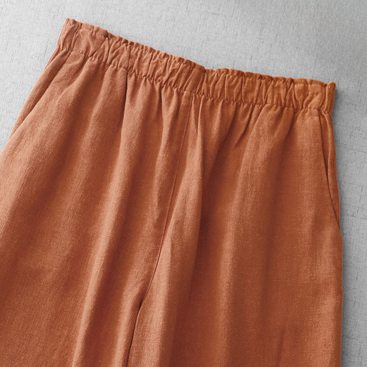 Pantalon décontracté en coton uni Buddha Stones pour femme, longueur 7-8, avec poches - image 10