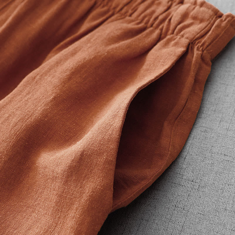 Pantalon décontracté en coton uni Buddha Stones pour femme, longueur 7-8, avec poches - image 14