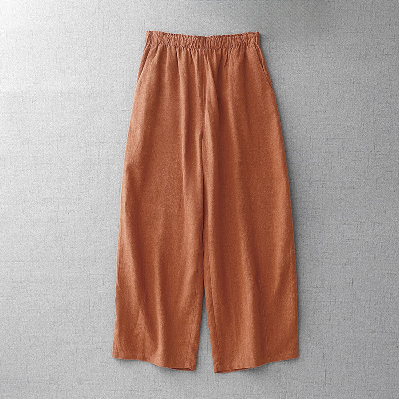 Pantalon décontracté en coton uni Buddha Stones pour femme, longueur 7-8, avec poches - Corail - US8-10，UK/AU12-14，EU40-42 (2XL) - image 9
