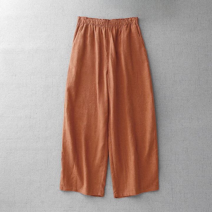 Pantalon décontracté en coton uni Buddha Stones pour femme, longueur 7-8, avec poches - Corail - US8-10，UK/AU12-14，EU40-42 (2XL) - image 9