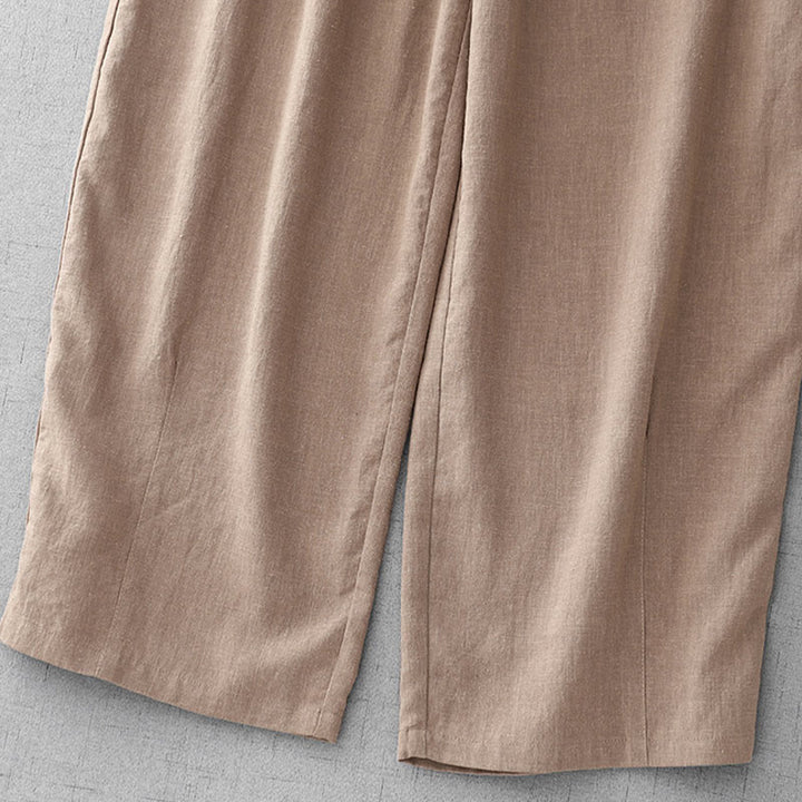 Pantalon décontracté en coton uni Buddha Stones pour femme, longueur 7-8, avec poches - image 23