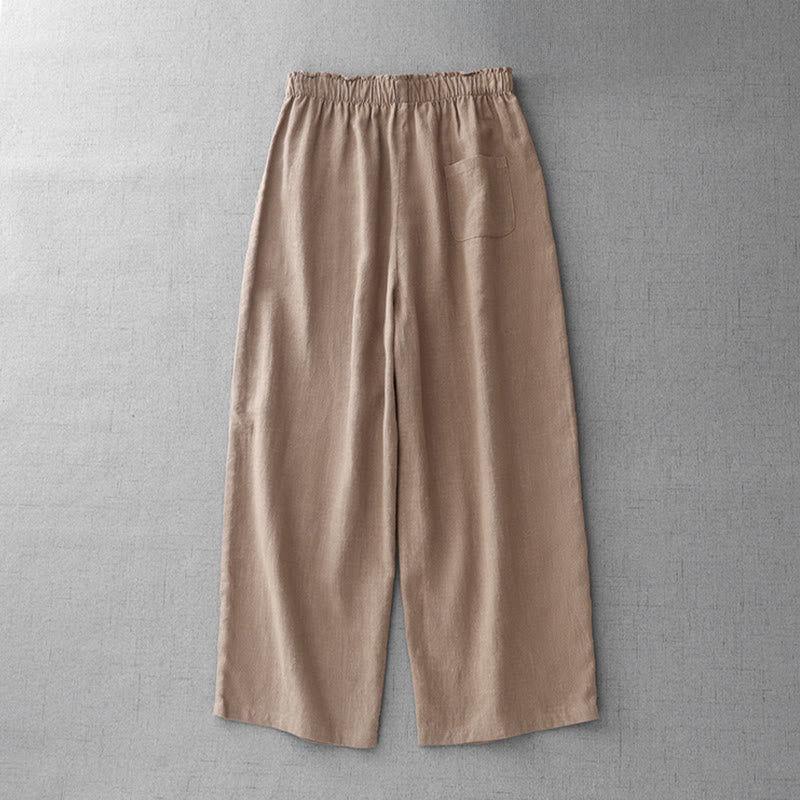 Pantalon décontracté en coton uni Buddha Stones pour femme, longueur 7-8, avec poches - image 17