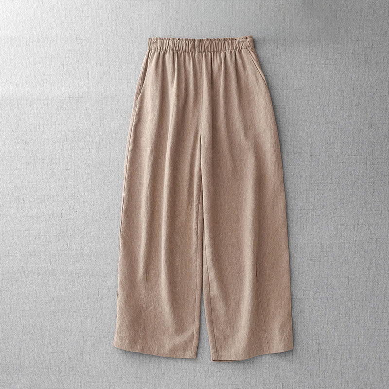 Pantalon décontracté en coton uni Buddha Stones pour femme, longueur 7-8, avec poches - Puff aux pêches - US8-10，UK/AU12-14，EU40-42 (2XL) - image 16