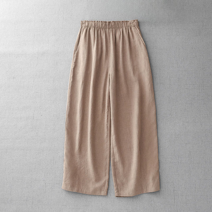 Pantalon décontracté en coton uni Buddha Stones pour femme, longueur 7-8, avec poches - Puff aux pêches - US8-10，UK/AU12-14，EU40-42 (2XL) - image 16