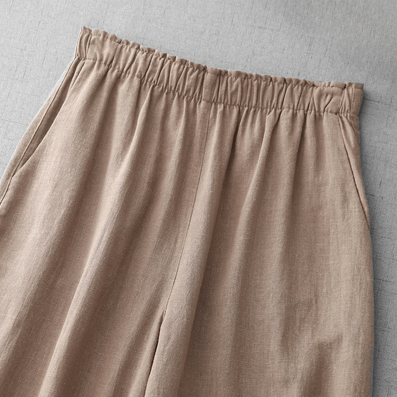 Pantalon décontracté en coton uni Buddha Stones pour femme, longueur 7-8, avec poches - image 22