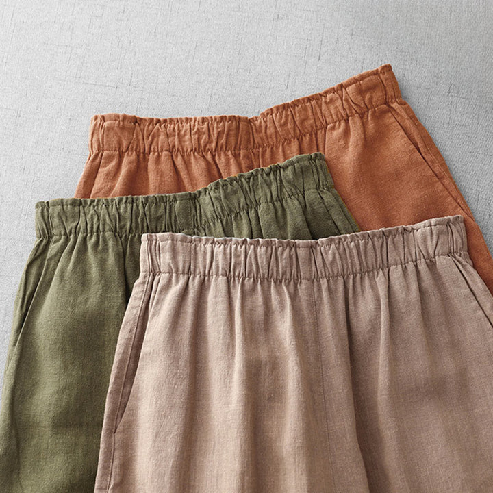 Pantalon décontracté en coton uni Buddha Stones pour femme, longueur 7-8, avec poches - image 24