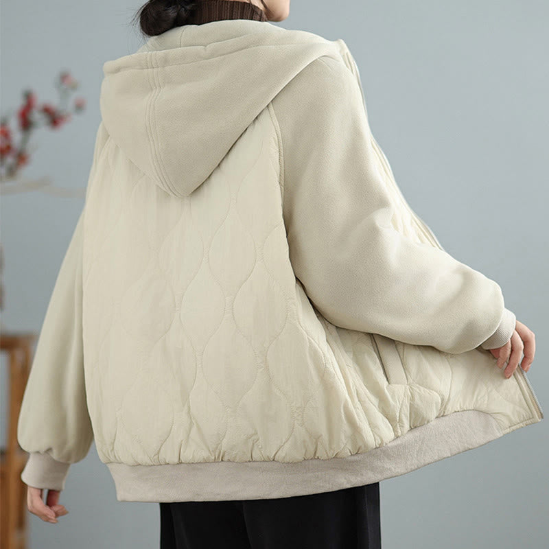 Veste en coton épais à manches longues et capuche avec poches pour femme Buddha Stones - image 7