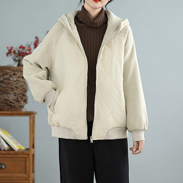 Veste en coton épais à manches longues et capuche avec poches pour femme Buddha Stones - image 2