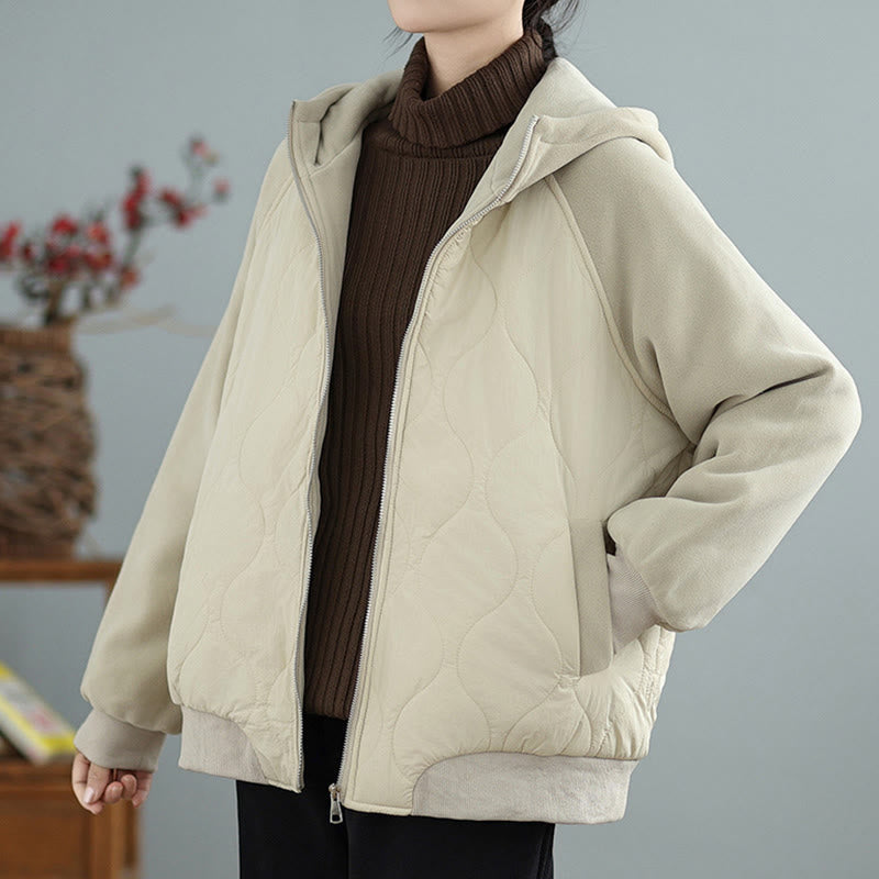 Veste en coton épais à manches longues et capuche avec poches pour femme Buddha Stones - image 3