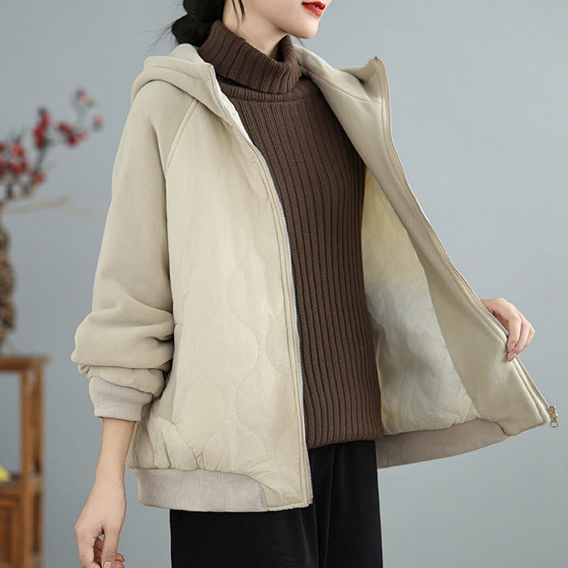 Veste en coton épais à manches longues et capuche avec poches pour femme Buddha Stones - image 1