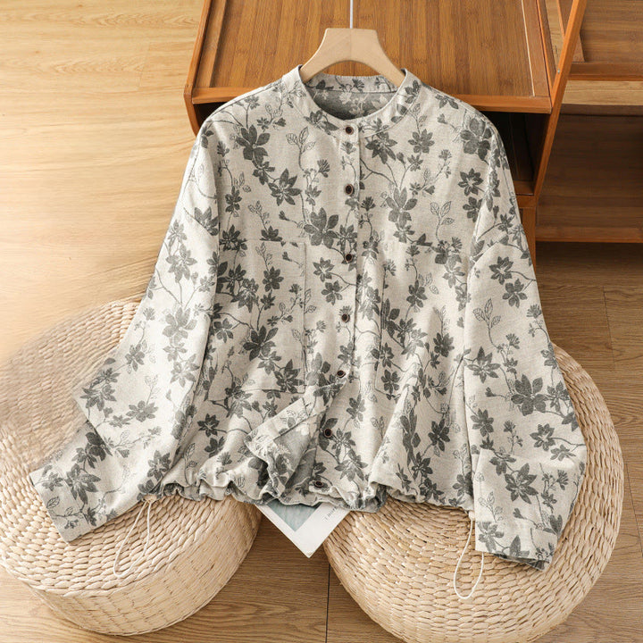 Chemise décontractée à manches longues en polyester pour femme, motif imprimé Buddha Stones - Argent - US14，UK/AU18，EU46 (2XL) - image 0