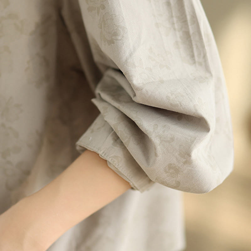 Chemise décontractée à manches longues en polyester pour femme, motif floral brodé Buddha Stones - image 6