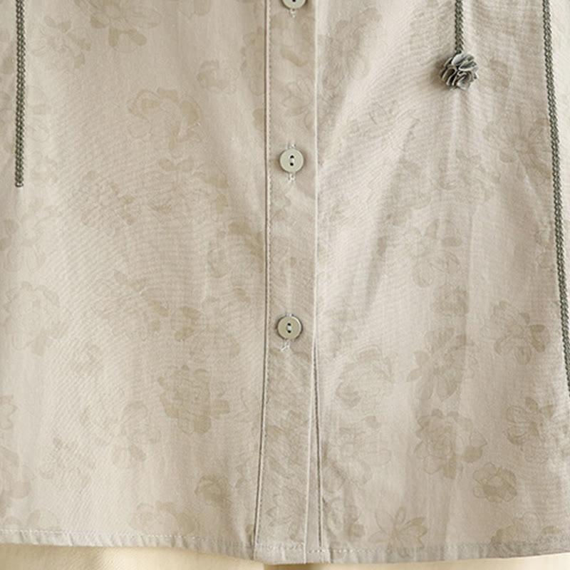 Chemise décontractée à manches longues en polyester pour femme, motif floral brodé Buddha Stones - image 19