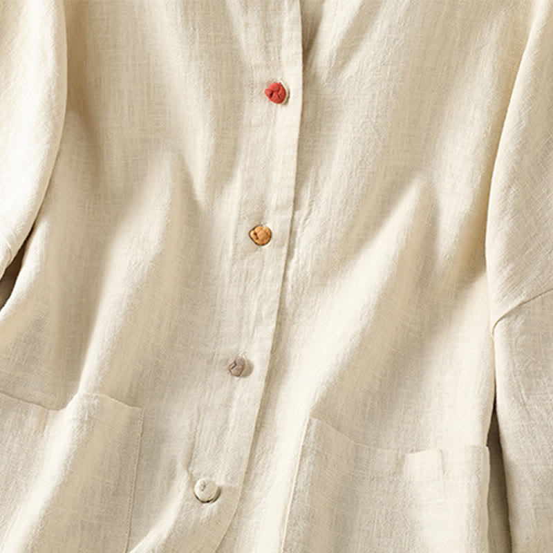 Chemise décontractée à manches longues en coton et polyester pour femme, avec boutons grenouille et poches, Buddha Stones - image 5