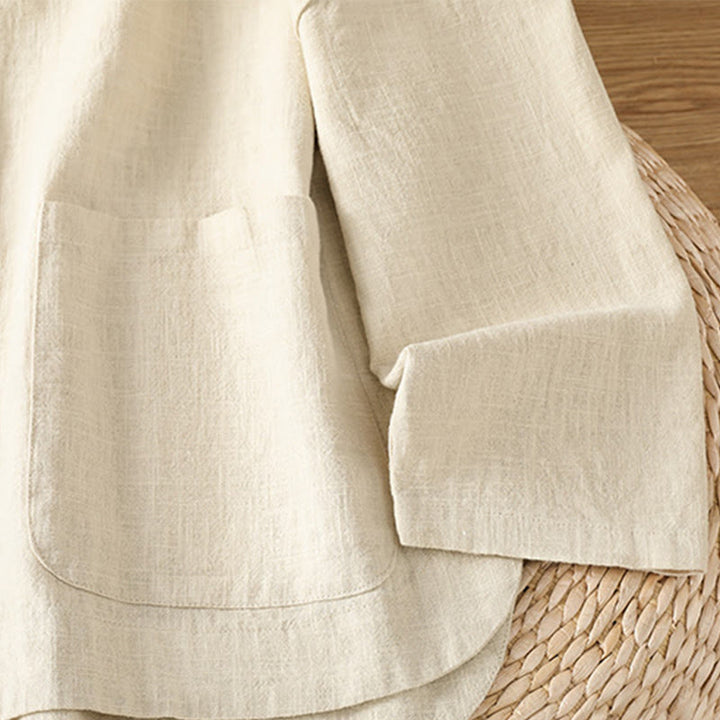 Chemise décontractée à manches longues en coton et polyester pour femme, avec boutons grenouille et poches, Buddha Stones - image 4