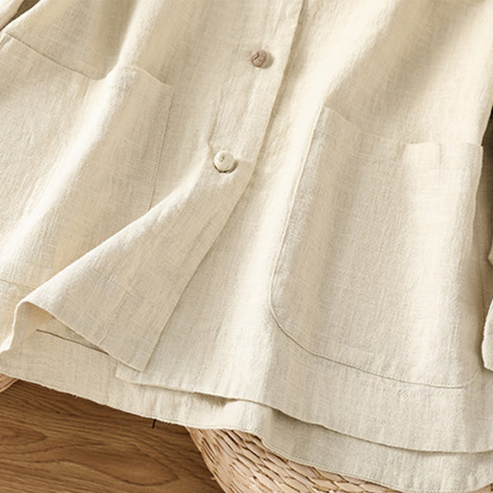 Chemise décontractée à manches longues en coton et polyester pour femme, avec boutons grenouille et poches, Buddha Stones - image 6