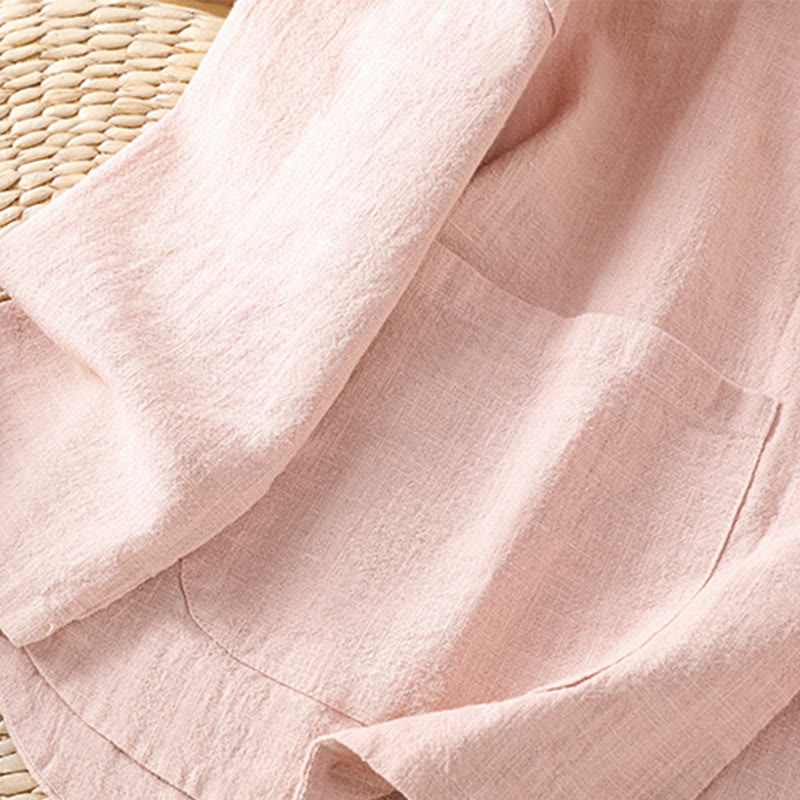 Chemise décontractée à manches longues en coton et polyester pour femme, avec boutons grenouille et poches, Buddha Stones - image 10