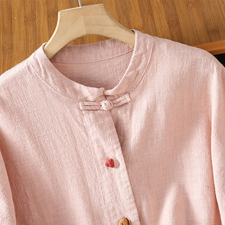 Chemise décontractée à manches longues en coton et polyester pour femme, avec boutons grenouille et poches, Buddha Stones - image 15