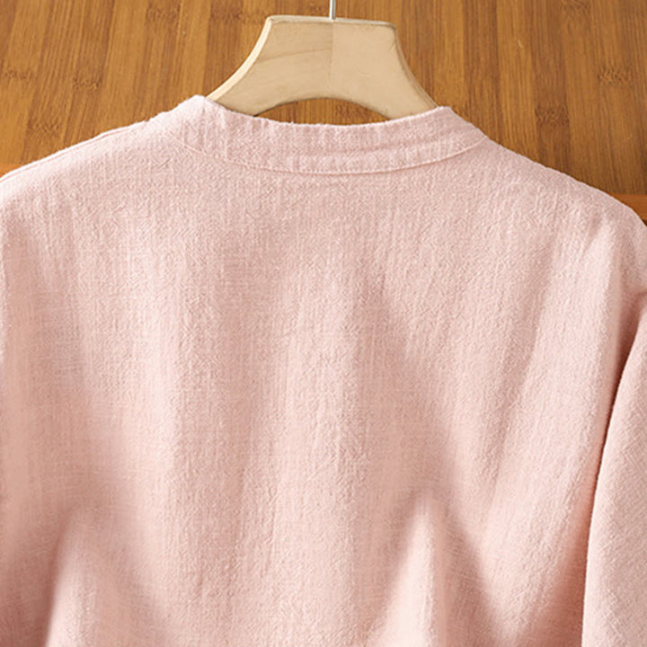 Chemise décontractée à manches longues en coton et polyester pour femme, avec boutons grenouille et poches, Buddha Stones - image 16