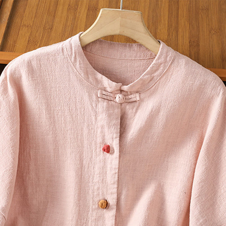 Chemise décontractée à manches longues en coton et polyester pour femme, avec boutons grenouille et poches, Buddha Stones - image 14