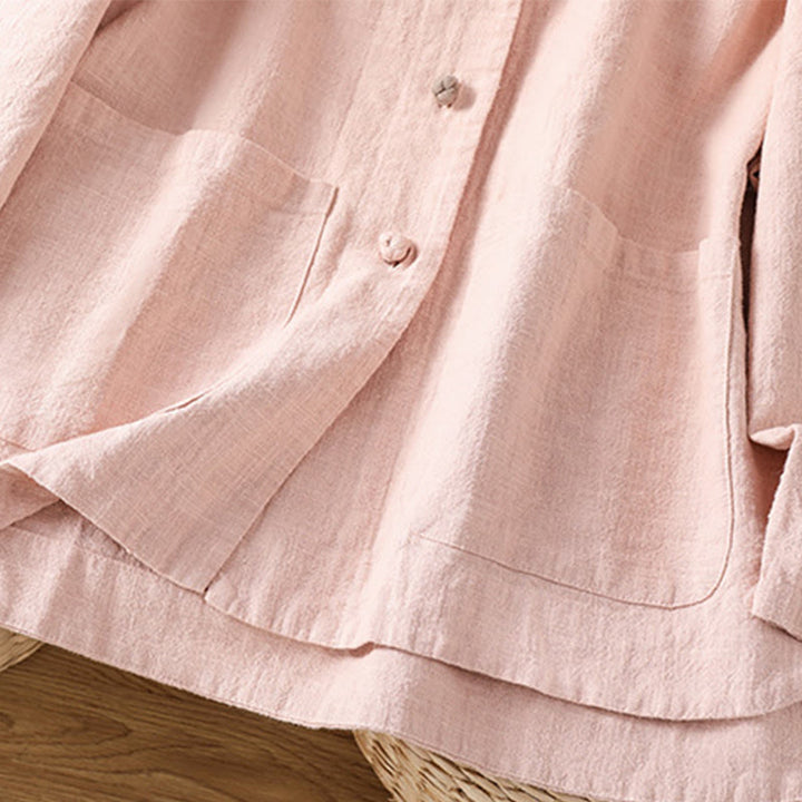 Chemise décontractée à manches longues en coton et polyester pour femme, avec boutons grenouille et poches, Buddha Stones - image 12