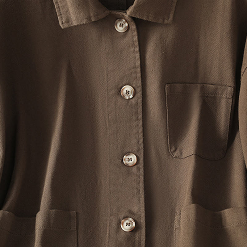Chemise décontractée à manches longues et col montant pour femme, en coton et polyester, avec poches, motif Buddha Stones - image 5