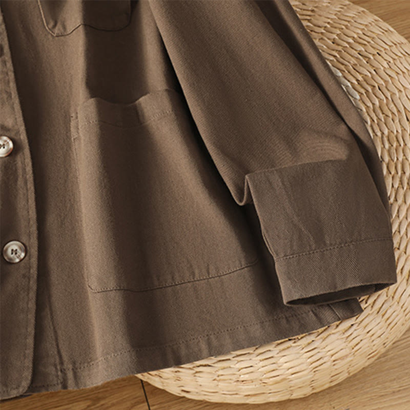Chemise décontractée à manches longues et col montant pour femme, en coton et polyester, avec poches, motif Buddha Stones - image 7