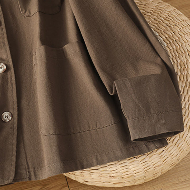 Chemise décontractée à manches longues et col montant pour femme, en coton et polyester, avec poches, motif Buddha Stones - image 7