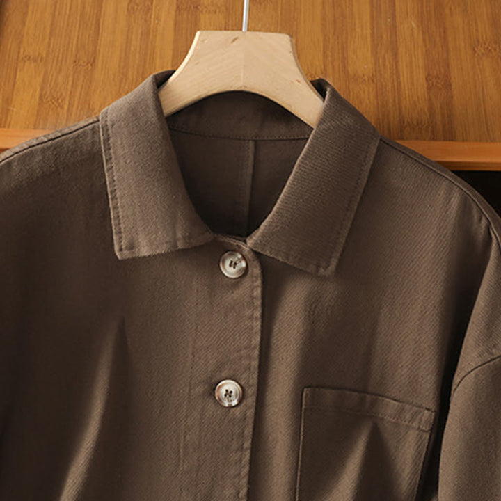 Chemise décontractée à manches longues et col montant pour femme, en coton et polyester, avec poches, motif Buddha Stones - image 2