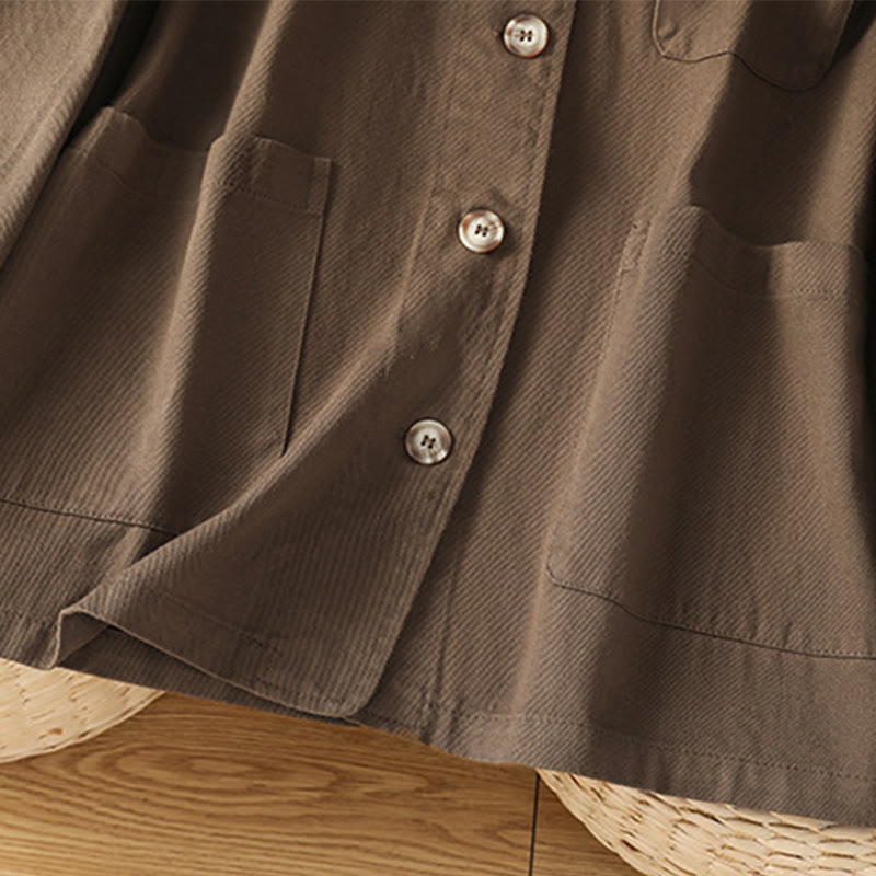 Chemise décontractée à manches longues et col montant pour femme, en coton et polyester, avec poches, motif Buddha Stones - image 4
