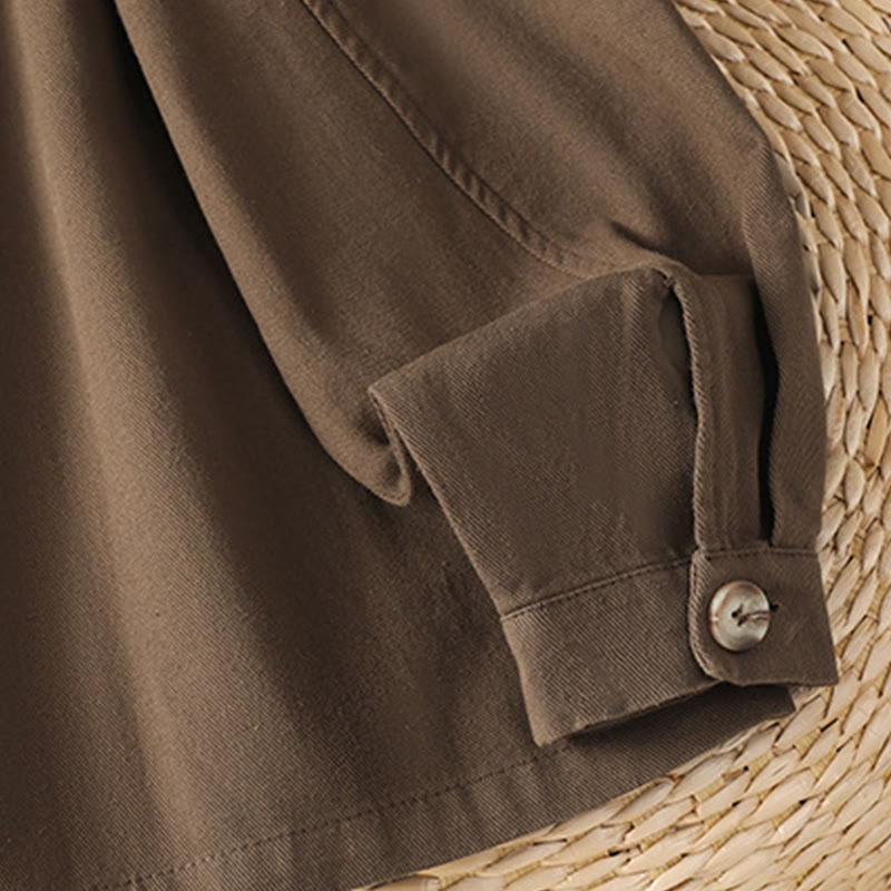 Chemise décontractée à manches longues et col montant pour femme, en coton et polyester, avec poches, motif Buddha Stones - image 8