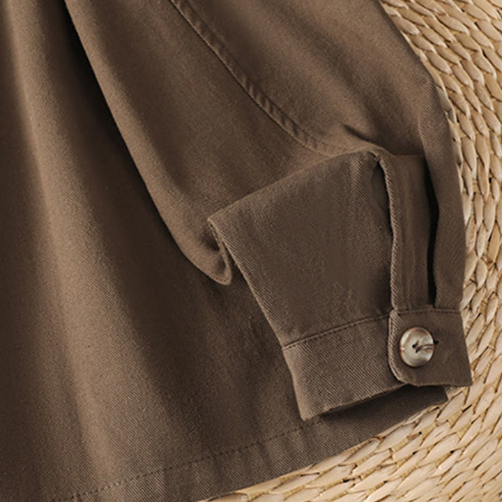 Chemise décontractée à manches longues et col montant pour femme, en coton et polyester, avec poches, motif Buddha Stones - image 8