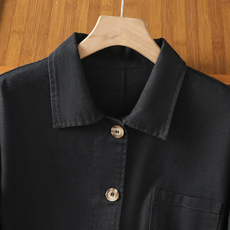 Chemise décontractée à manches longues et col montant pour femme, en coton et polyester, avec poches, motif Buddha Stones - image 11