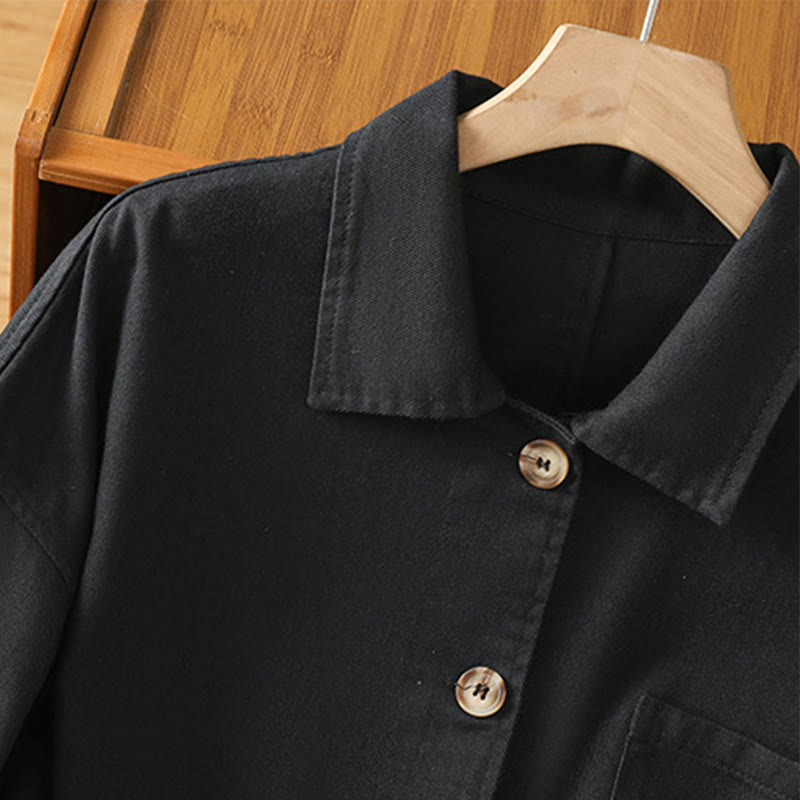 Chemise décontractée à manches longues et col montant pour femme, en coton et polyester, avec poches, motif Buddha Stones - image 14