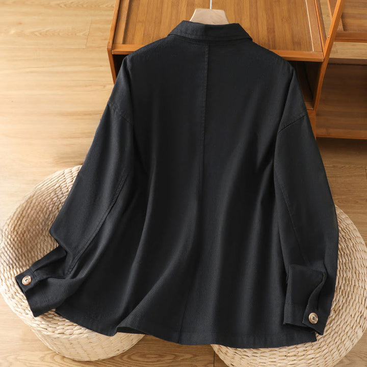 Chemise décontractée à manches longues et col montant pour femme, en coton et polyester, avec poches, motif Buddha Stones - image 10