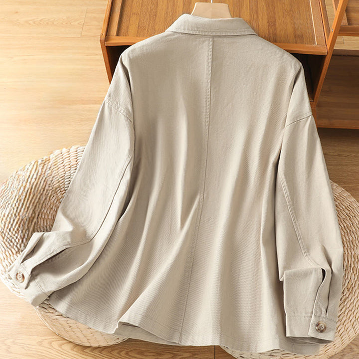 Chemise décontractée à manches longues et col montant pour femme, en coton et polyester, avec poches, motif Buddha Stones - image 19