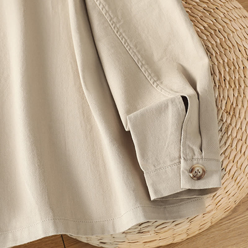 Chemise décontractée à manches longues et col montant pour femme, en coton et polyester, avec poches, motif Buddha Stones - image 26