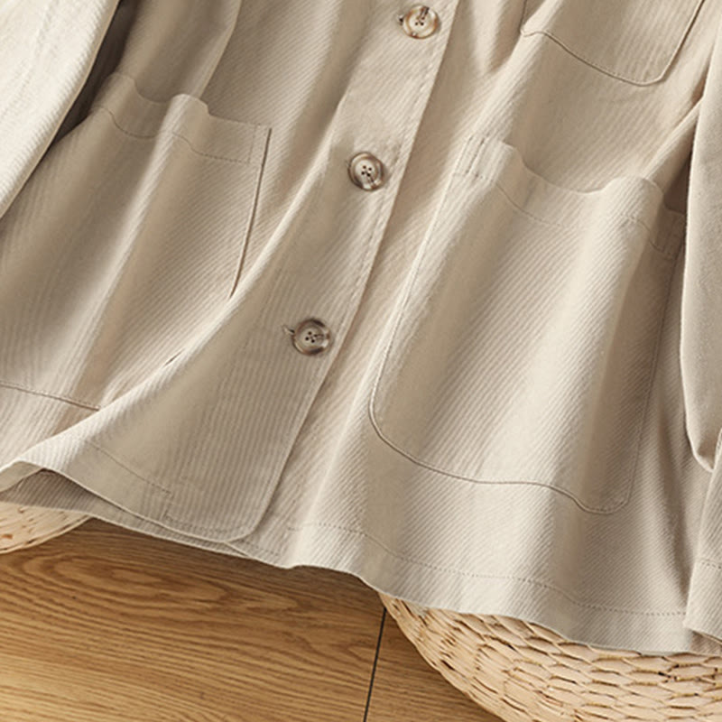 Chemise décontractée à manches longues et col montant pour femme, en coton et polyester, avec poches, motif Buddha Stones - image 24