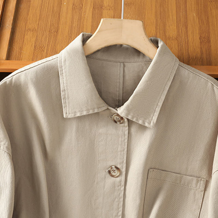 Chemise décontractée à manches longues et col montant pour femme, en coton et polyester, avec poches, motif Buddha Stones - image 23