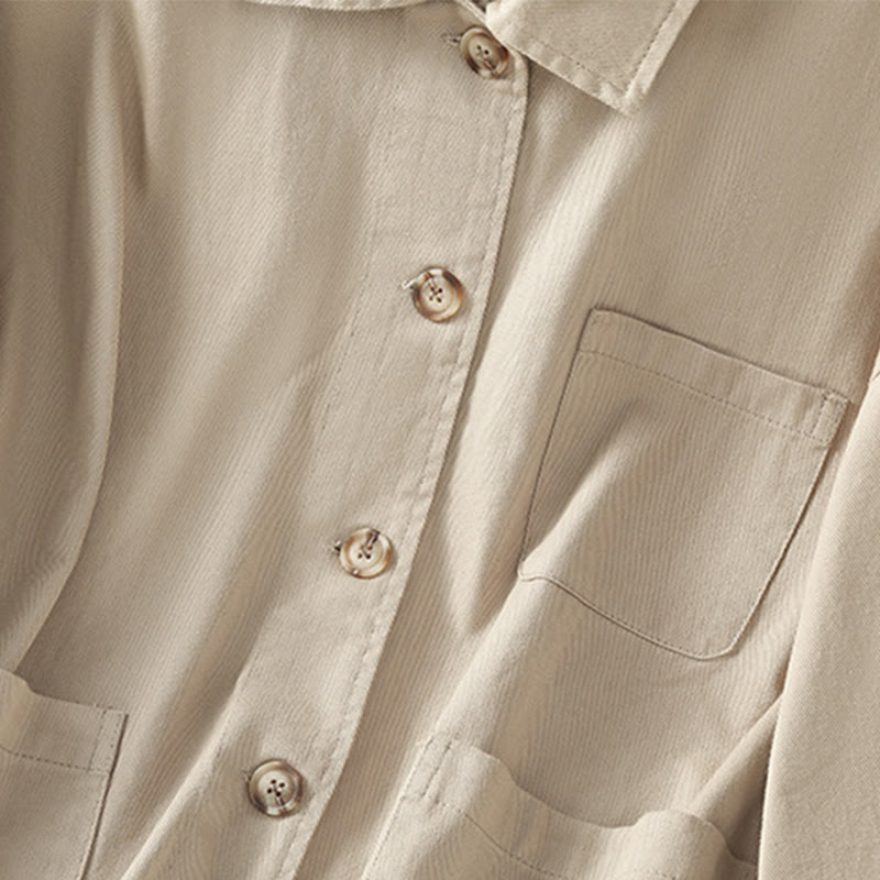 Chemise décontractée à manches longues et col montant pour femme, en coton et polyester, avec poches, motif Buddha Stones - image 22