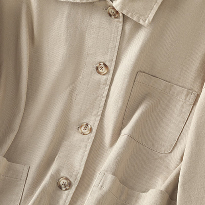 Chemise décontractée à manches longues et col montant pour femme, en coton et polyester, avec poches, motif Buddha Stones - image 22