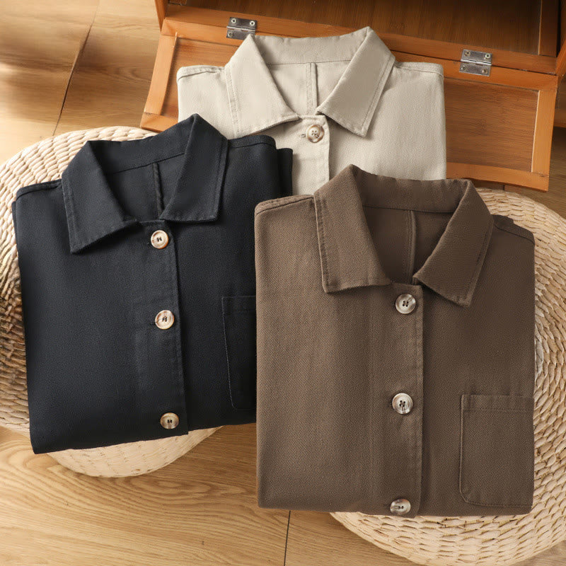 Chemise décontractée à manches longues et col montant pour femme, en coton et polyester, avec poches, motif Buddha Stones - image 29