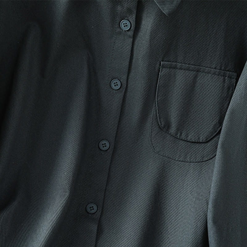 Chemise décontractée en coton à manches longues et col montant pour femme avec poches Buddha Stones - image 2
